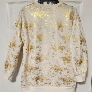 Cream Longsleeve Sweater With Gold Foil Print